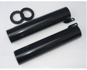 KRYTY PŘEDNÍHO TLUMIČE S GUMAMI (PLÁŠTĚ) - PÁR - ČERNÝ LAK - (DÉLKA 232MM) - ČZ 175/487 + 125/488 + 250/471,485 + 350/472